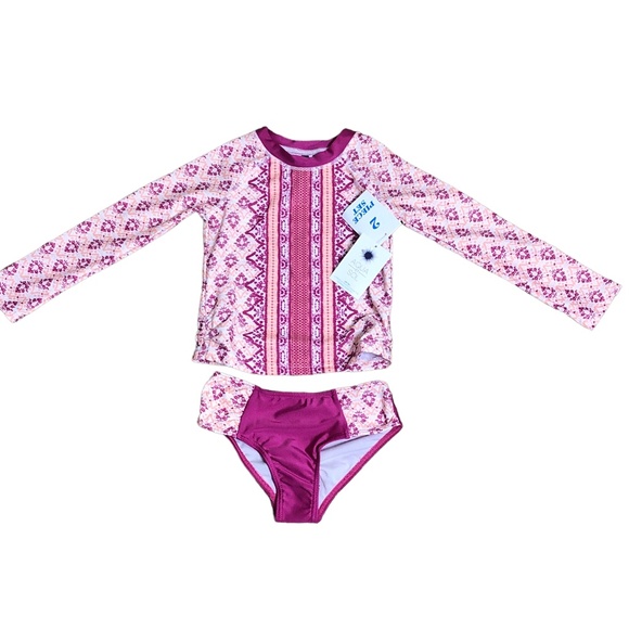 AQUA ET SOL Girl’s 2-Piece Rashguard Swimsuit Set UPF 50+ Size 4